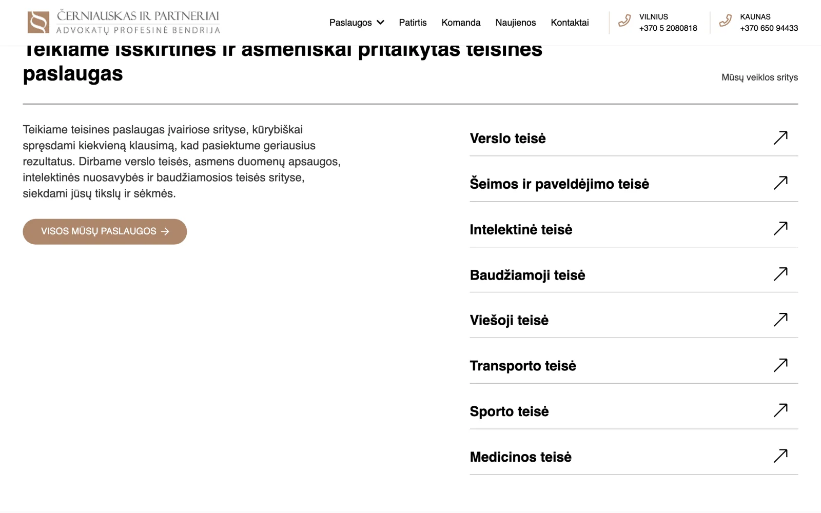 Teisės sričių blokas: verslo, šeimos ir paveldėjimo bei kitos praktikos kryptys.