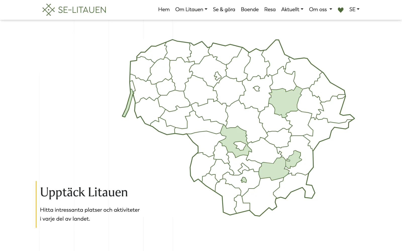 Lankytinų vietų atradimo sekcija su nuotraukomis.